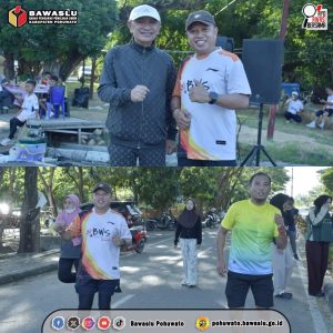 Bawaslu Pohuwato Ramaikan Car Free Day dengan Senam Bersama