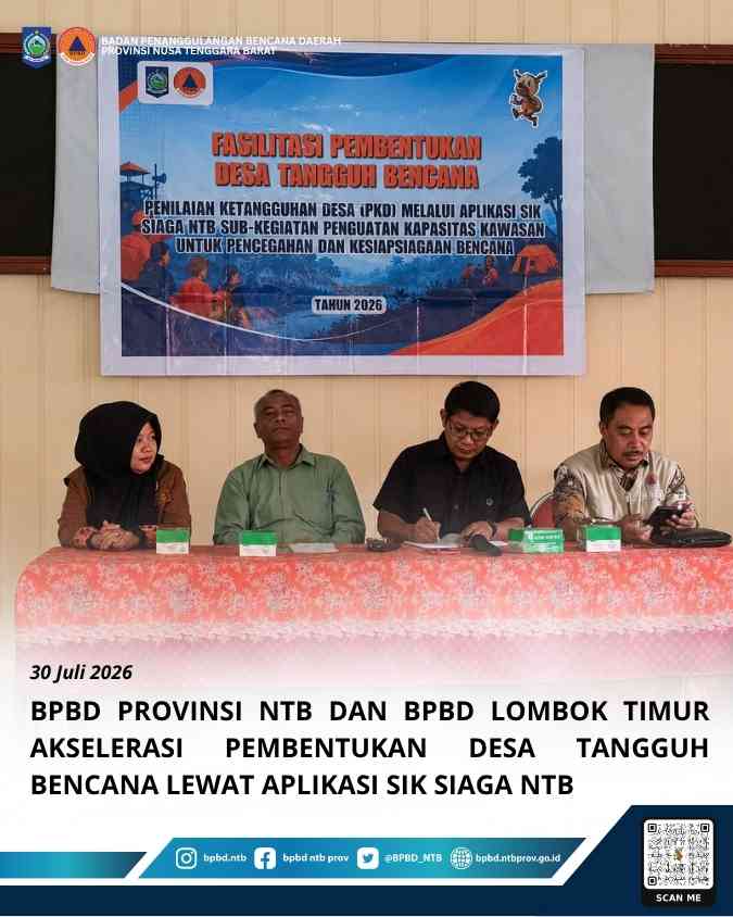BPBD NTB dan Lombok Timur Percepat Pembentukan Desa Tangguh Bencana dengan Aplikasi SIK SIAGA