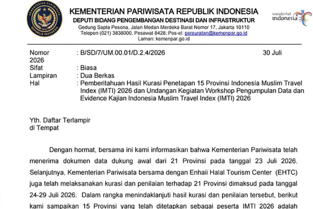 Gorontalo Masuk 15 Besar Indonesia Muslim Travel Index 2026, Siap Dorong Wisata Halal