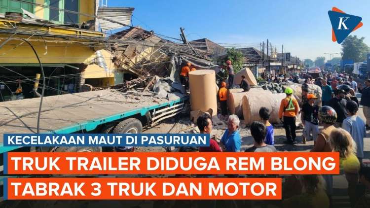 Kecelakaan Beruntun di Pasuruan: Trailer Tabrak Tiga Truk dan Motor, Empat Orang Tewas
