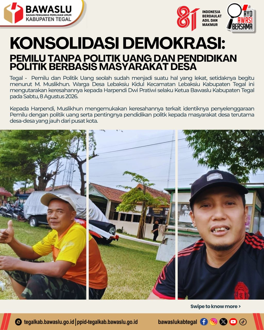 Desa Lebaksiu Kidul Sorot Politik Uang, Bawaslu Tegal Gencarkan Edukasi Politik dari Tingkat Desa