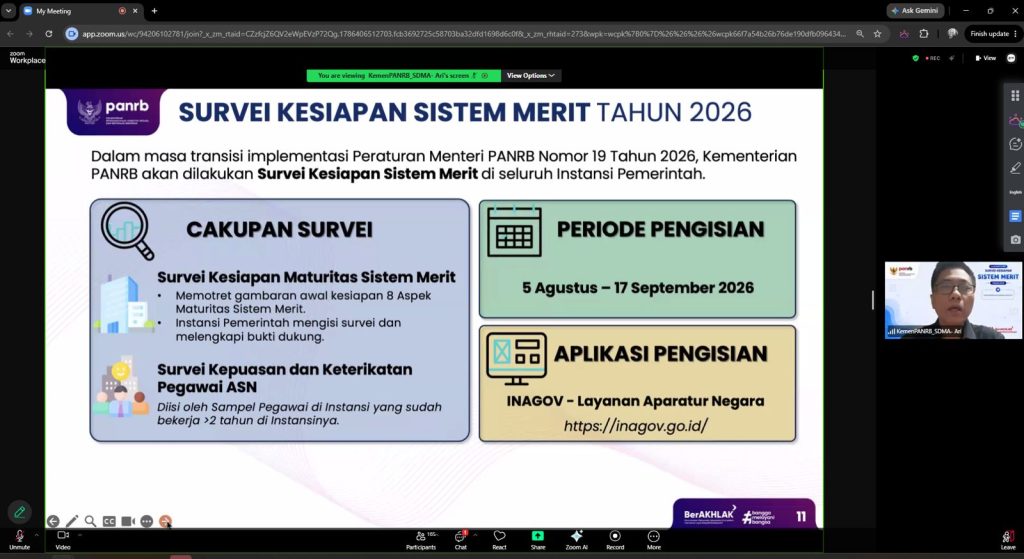 Kementerian PANRB Bantu Instansi Pemerintah Maksimalkan Pengisian Survei Sistem Merit