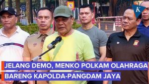 Menko Djamari Olahraga Bersama Kapolda dan Pangdam Jaya di GBK, Hanya 1 Km dari Lokasi Demo DPR