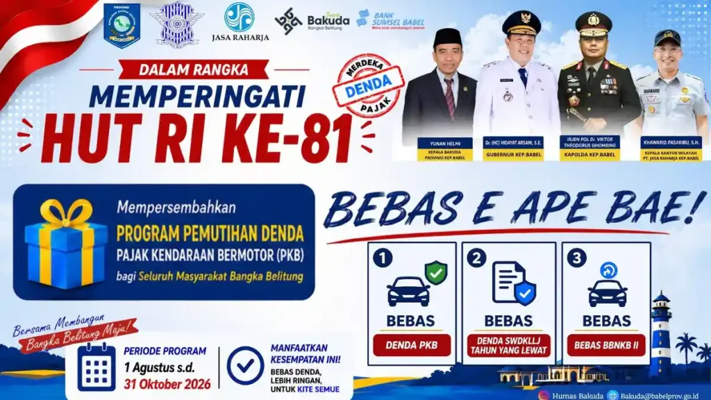 Pemprov Bangka Belitung Hapus Denda Pajak Kendaraan Sambut HUT RI ke-81