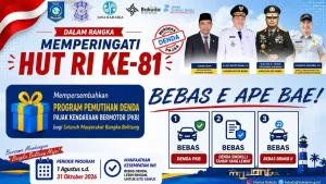 Pemprov Bangka Belitung Hapus Denda Pajak Kendaraan Sambut HUT RI ke-81