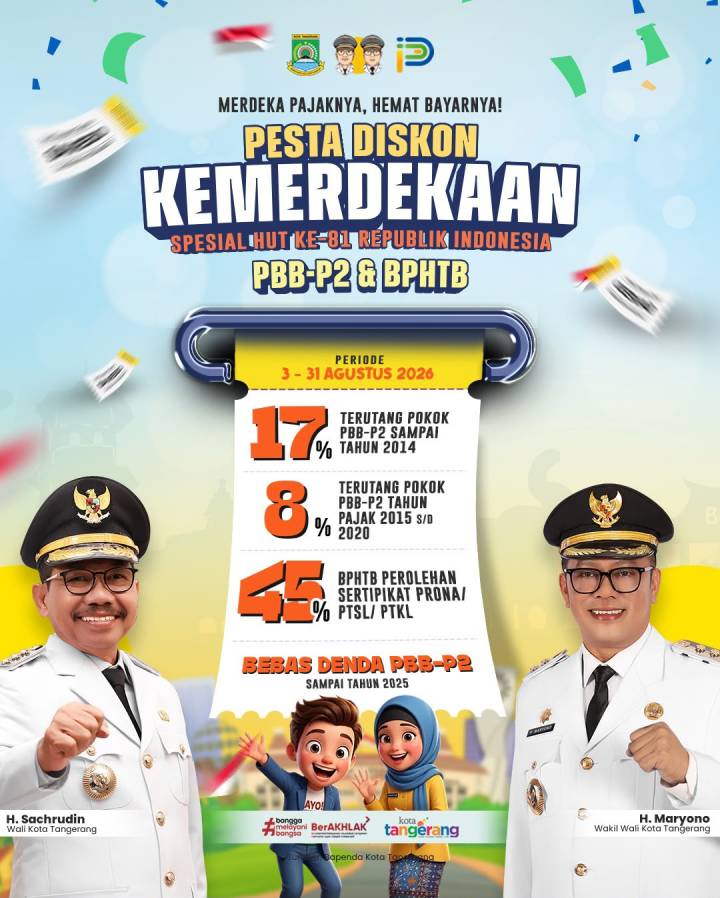 Pesta Diskon Kemerdekaan: Pemkot Tangerang Beri Potongan Pajak Hingga 45%, Sachrudin Ajak Warga Manfaatkan