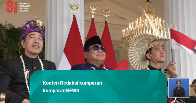 Prabowo Diapit Jokowi dan Gibran dalam Momen Kenegaraan di Istana