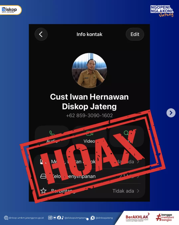 Waspada Hoaks Surat Kerjasama Mengatasnamakan Dinas Koperasi UKM Jateng