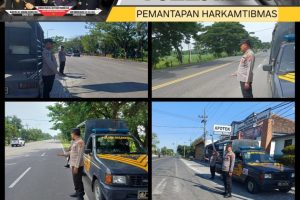Polsek Balerejo Lakukan Patroli Strong Point Antisipasi Kriminalitas dan Kecelakaan di Jalur Madiun-Surabaya