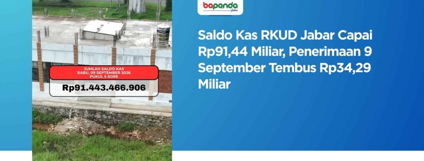Saldo Kas RKUD Jabar Tercatat Rp91,44 Miliar, Penerimaan Capai Rp34,29 Miliar pada 9 September
